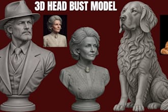 sculpt 3d head bust 3d face model photo to 3d model stl file 3d printing