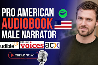 narrate or edit spotify, acx audiobook, workbook, fiction novel, male voiceover