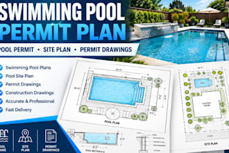 create swimming pool permit plan, pool permit drawings and site plan