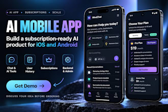 build ai saas mobile app, subscriptions backend auth, payment system, saas app