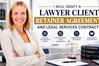 draft a lawyer client retainer agreement and legal services contract