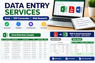 do data entry, excel, PDF conversion and web research