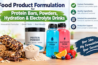 formulate food product, protein bars, powder, hydration drink, electrolyte drink
