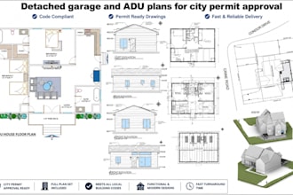 design detached garage and adu plans for city permit approval