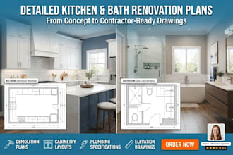 create detailed kitchen and bathroom renovation
