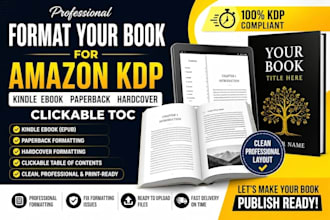 format your book for amazon KDP kindle ebook paperback hardcover clickable toc