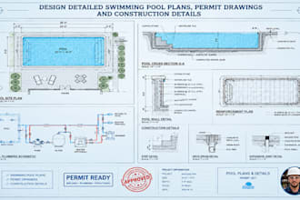 design detailed swimming pool plans, permit drawings and construction details