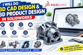 do 3d cad design and 3d product design in solidworks
