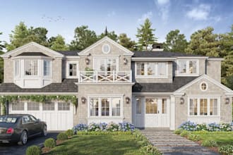 renovation modern farmhouse, exterior shingle siding,garden yard,driveway design