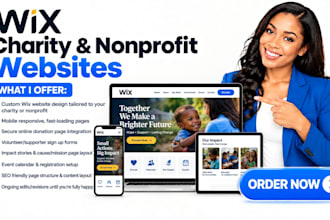 wix charity donation website nonprofit organization website helping hand website