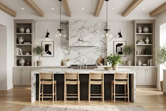 design kitchen interior in 3d and render