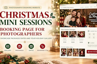 christmas mini session website design photographer studio booking landing page