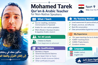 be your professional arabic and quran tutor