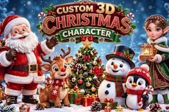 design 3d christmas character, halloween shelf sitter, reindeer tray for print