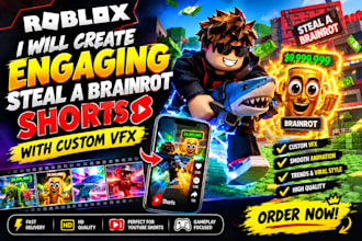 create engaging roblox steal a brainrot shorts with custom vfx