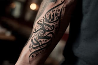 create arabic and persian minimal calligraphy tattoo