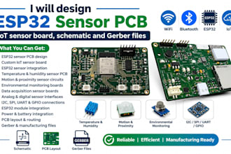 design esp32 sensor pcb, iot sensor board, schematic and gerber file