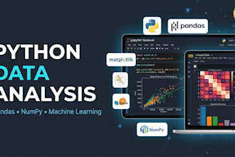 do python data analysis, pandas, numpy, matplotlib, and machine learning