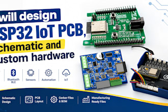 design esp32 iot pcb, schematic and custom hardware