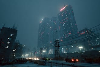 draw illustration of futuristic cyberpunk city