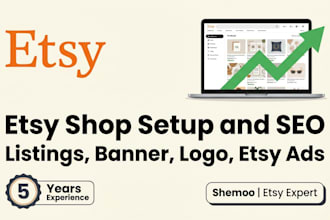 do etsy shop setup, etsy SEO, and listing optimization for sales