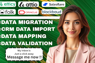 do data migration for efficy crm blackbaud crm oracle crm attio folk salesflare