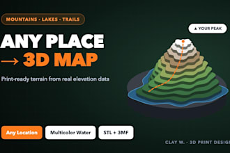 create a custom 3d printable topographic map of any location stl