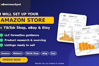 set up your tiktok shop, amazon, ebay, or etsy store