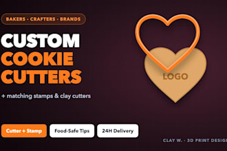design custom cookie cutters and stamps from your logo or design stl