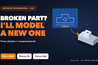 model a 3d printable replacement part from your photos and measurements