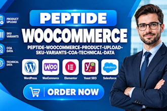 peptide woocommerce product upload sku variants coa technical data