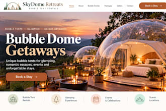 design wix bubble dome website bubble tent glamping rental booking website