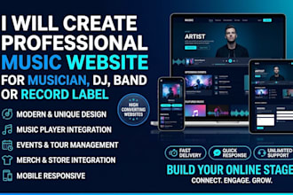 create professional music website for musician, dj, band or record label