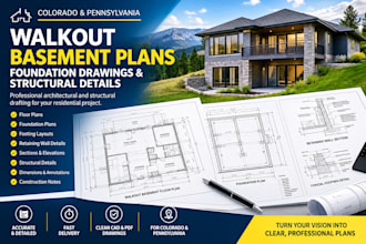 prepare colorado and pennsylvania walkout basement plans and foundation drawings