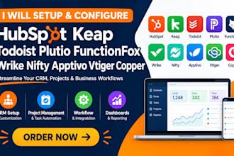 setup hubspot keap todoist plutio functionfox wrike nifty apptivo vtiger copper