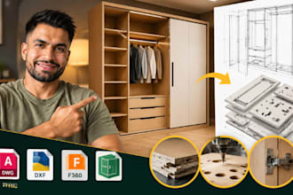 cnc wardrobe cutting dxf files, wardrobe cad design for manufacturing