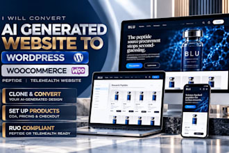convert ai generated website to wordpress peptide website telehealth website