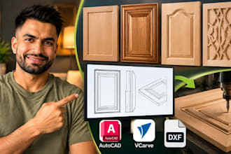 create cabinet door dxf files, cnc cutting files for vcarve and autocad