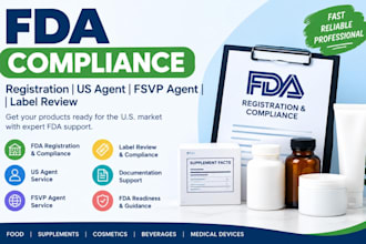 handle fda registration, label, fda compliance, us agent service fsvp agent