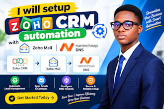 setup zoho CRM automation with zoho mail and namecheap dns