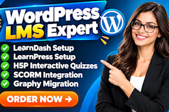 build elearning wordpress website, lms, learndash, learnpress, h5p and scorm