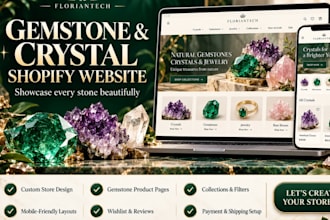build jewelry website custom jewelry gemstones crystals shopify store website