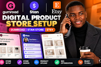 setup gumroad store etsy  setup stan store tittok shop  gumroad digital products
