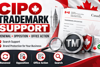 handle cipo trademark renewal opposition office action and search support