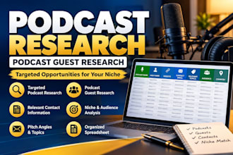 podcast research and podcast guest research for targeted opportunities