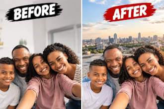 create photoshop image manipulation, face swap, object removal, and retouching