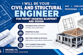 be your civil and structural engineer for permit drawing blueprint and design