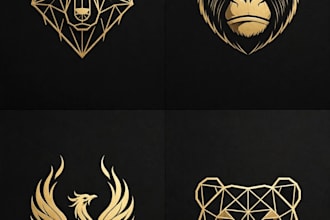 design luxury gold beast logo wolf gorilla phoenix bear for clothing bran
