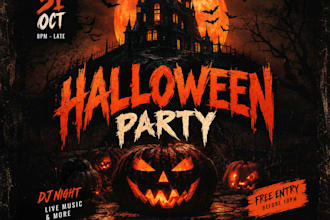 design a professional halloween flyer, poster, party flyer and event poster