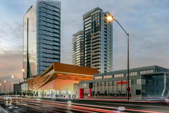 2d to 3d urban skyscraper, cgi commercial,mixed use architecture,mockup exterior